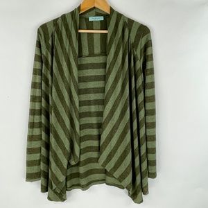 Chris & Carol Green Stripe Cardigan Size Small